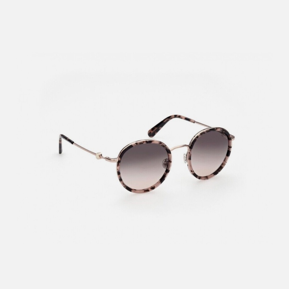 MONCLER Pink Tortoise Round Sunglasses